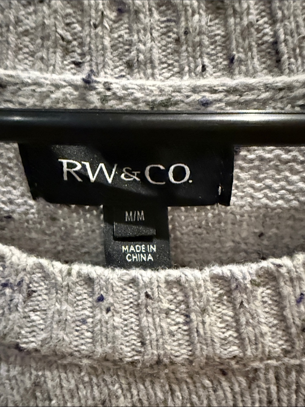 RW&CO. Men's Light Gray Speckled Crewneck Sweater - Picture 2 of 3